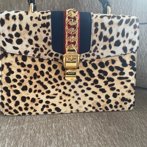 Gucci SYLVIE Tote 431665 handbag Pony Hair Animal Print Crossbody bag. NWT - Picture 1 of 8